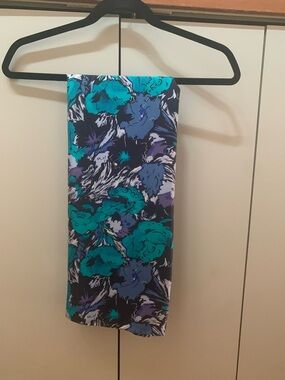 Bold Teal & Navy Floral Scarf | Lightweight Statement Accessory